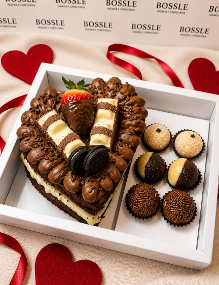Brownie de Coração com Docinhos